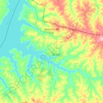 Santa Fé do Sul topographic map, elevation, terrain