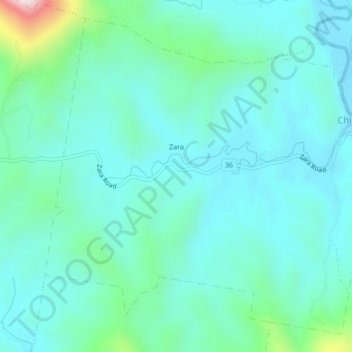 Zara topographic map, elevation, terrain