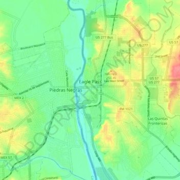 Eagle Pass topographic map, elevation, terrain