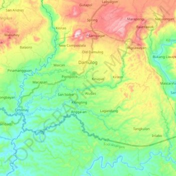 Damulog topographic map, elevation, terrain