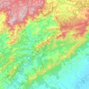 Monteiro Lobato topographic map, elevation, terrain