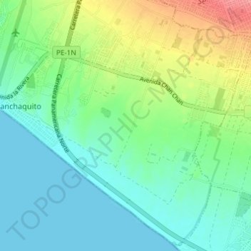 Chan Chan Archaeological Zone topographic map, elevation, terrain