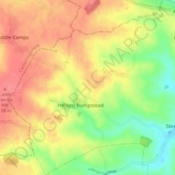 Helions Bumpstead topographic map, elevation, terrain