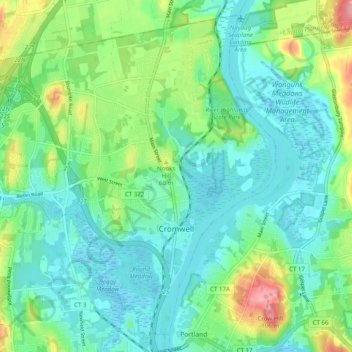 Cromwell topographic map, elevation, terrain