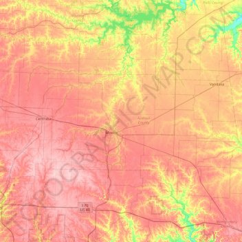 Audrain County topographic map, elevation, terrain