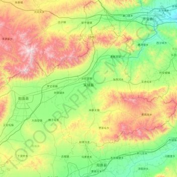 Tianzhen County topographic map, elevation, terrain