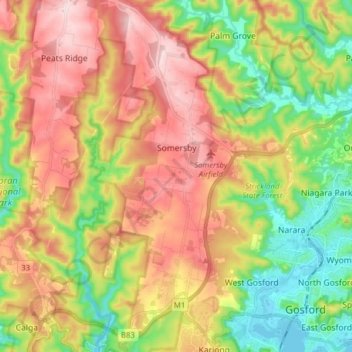 Somersby topographic map, elevation, terrain