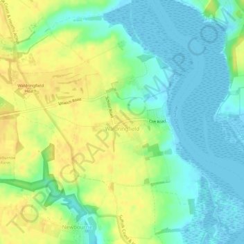 Waldringfield topographic map, elevation, terrain