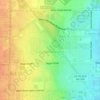 Eastland Heights topographic map, elevation, terrain