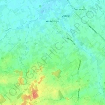 Westvleteren topographic map, elevation, terrain