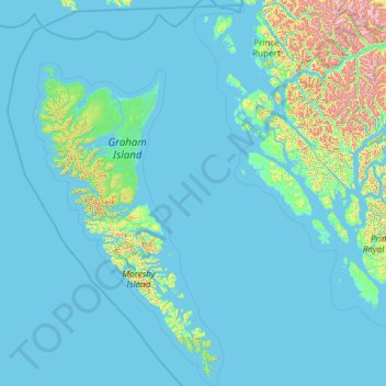 North Coast Regional District topographic map, elevation, terrain