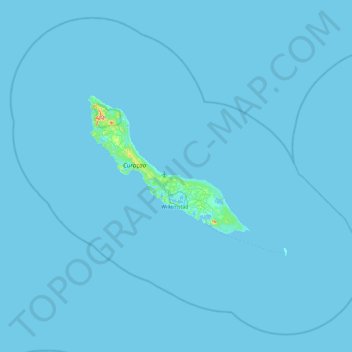 Curaçao topographic map, elevation, terrain