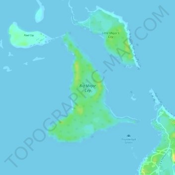 Big Major Cay topographic map, elevation, terrain