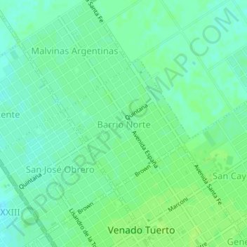 Barrio Norte topographic map, elevation, terrain