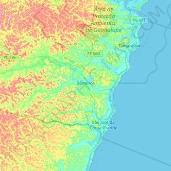 Barreiros topographic map, elevation, terrain
