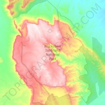 Blackdown Tableland National Park topographic map, elevation, terrain