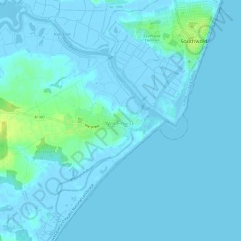 Walberswick topographic map, elevation, terrain