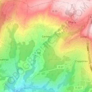 Cernex topographic map, elevation, terrain