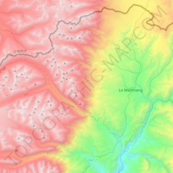 Lamanthang topographic map, elevation, terrain