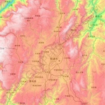 昭阳区 topographic map, elevation, terrain