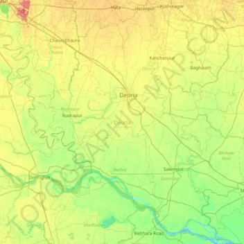 Deoria topographic map, elevation, terrain