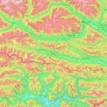 Hermagor topographic map, elevation, terrain