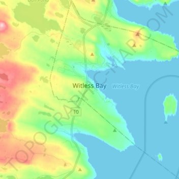 Witless Bay topographic map, elevation, terrain