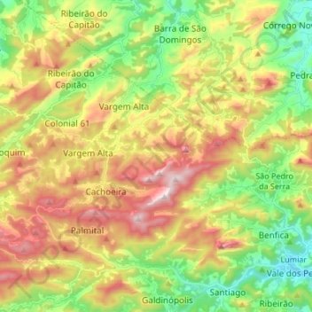 São Pedro da Serra topographic map, elevation, terrain