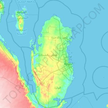 Qatar topographic map, elevation, terrain