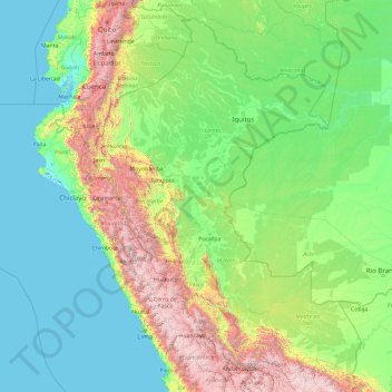 Peru topographic map, elevation, terrain