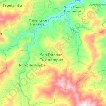 Cuautempan topographic map, elevation, terrain