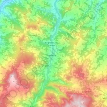 Bettola topographic map, elevation, terrain