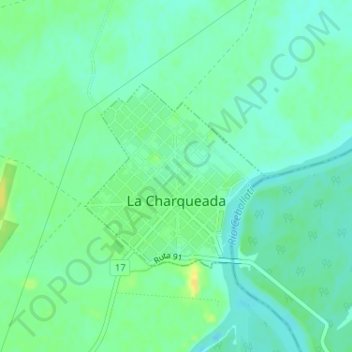 La Charqueada topographic map, elevation, terrain
