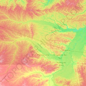 Mâncio Lima topographic map, elevation, terrain