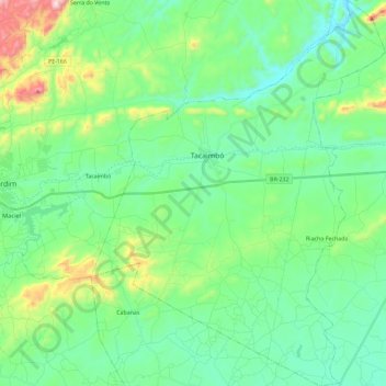Tacaimbó topographic map, elevation, terrain