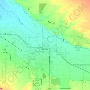 Safford topographic map, elevation, terrain