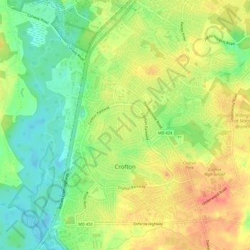 Crofton topographic map, elevation, terrain