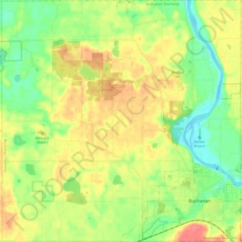 Buchanan Township topographic map, elevation, terrain