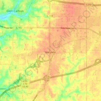 Maryville topographic map, elevation, terrain