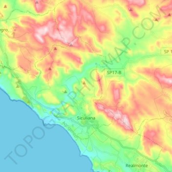 Siculiana topographic map, elevation, terrain