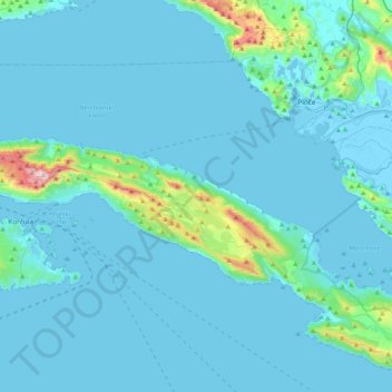 Općina Orebić topographic map, elevation, terrain