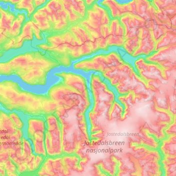 Stryn topographic map, elevation, terrain