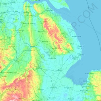 Lincolnshire topographic map, elevation, terrain