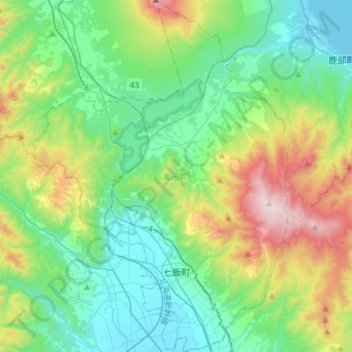 亀田郡 topographic map, elevation, terrain
