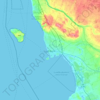 Landskrona kommun topographic map, elevation, terrain