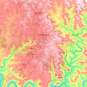 Distrito Sede de Chapecó topographic map, elevation, terrain