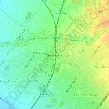 Salisbury topographic map, elevation, terrain