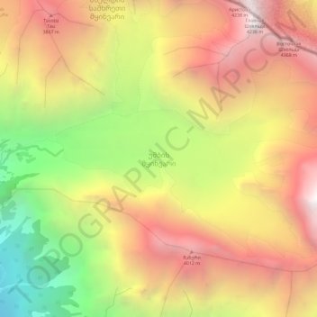 Ushba Glacier topographic map, elevation, terrain