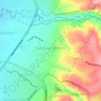 Salisbury Heights topographic map, elevation, terrain