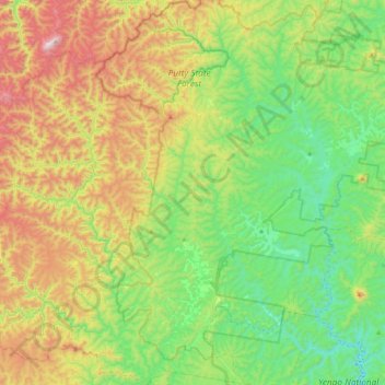 Putty topographic map, elevation, terrain